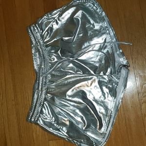 silver metallic shorts